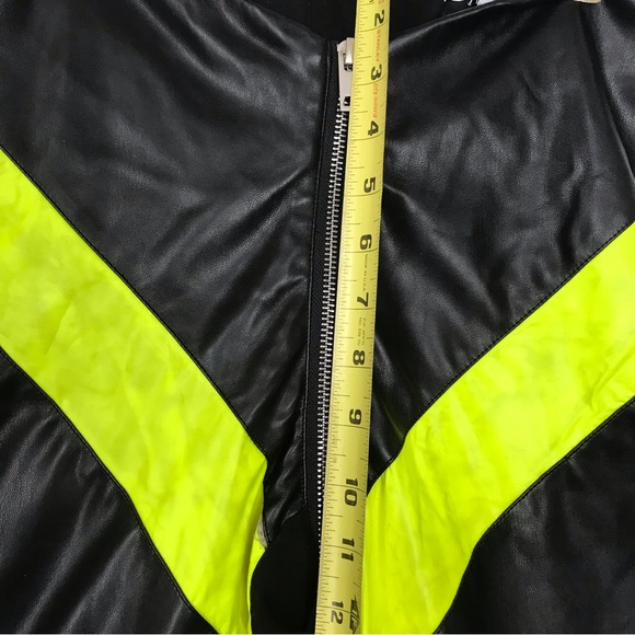 I AM GIA Anastasia Pants Faux Leather Stretch Zipper Festival Neon Straight Leg - Picture 12 of 16